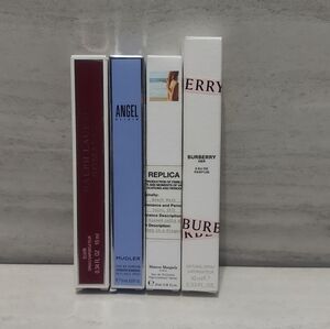 Ralph Lauren, Mugler, Replica, Burberry Travel Spray Set Of 4 Perfume Cologne